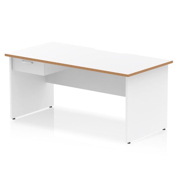 Pulse Scalloped Edge Panel End Straight Desk Frame With Single One Drawer Fixed Pedestal - Image 3