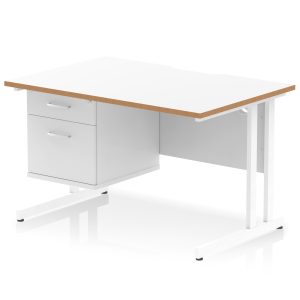 Pulse Scalloped Edge 1200mm Cantilever Straight Desk With Single Fixed Pedestal
