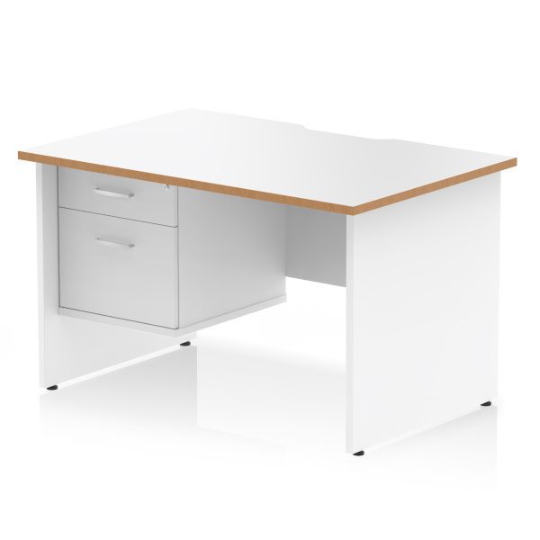 Pulse Scalloped Edge 1200mm Panel End Straight Desk With Single Fixed Pedestal