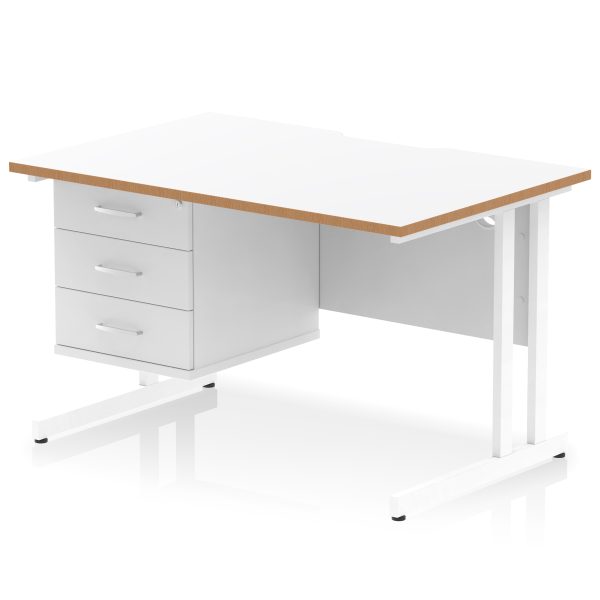 Pulse Scalloped Edge 1200mm Cantilever Straight Desk With Single Fixed Pedestal - Image 2