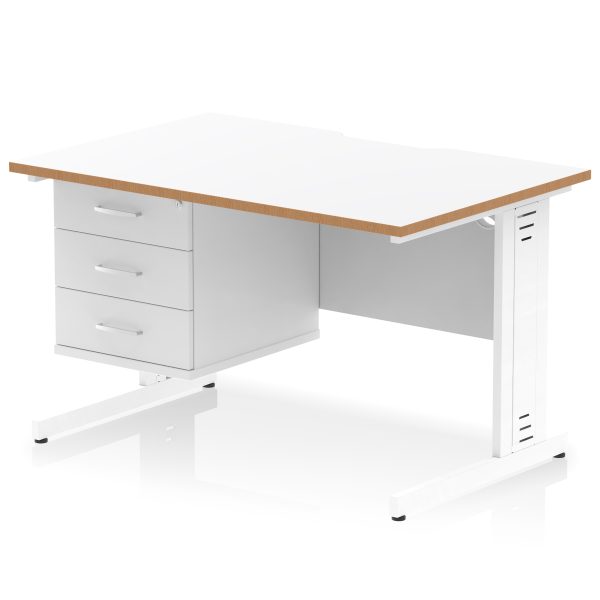 Pulse Scalloped Edge 1200mm Cable Managed Straight Desk With Single Fixed Pedestal - Image 2