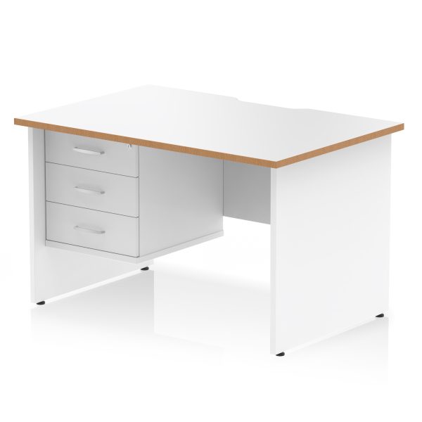 Pulse Scalloped Edge 1200mm Panel End Straight Desk With Single Fixed Pedestal - Image 2