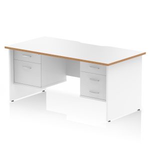 Pulse Scalloped Edge 1600mm Panel End Straight Desk With Two Fixed Pedestal