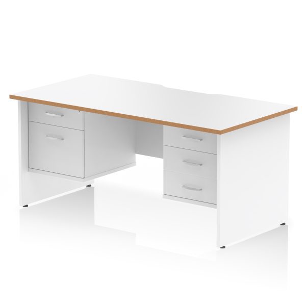 Pulse Scalloped Edge 1600mm Panel End Straight Desk With Two Fixed Pedestal