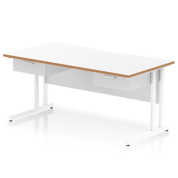 Pulse Scalloped Edge Cantilever Straight Desk With Two One Drawer Fixed Pedestals - Image 13
