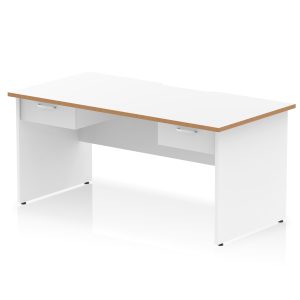 Pulse Scalloped Edge Panel End Straight Desk Frame With Two One Drawer Fixed Pedestals
