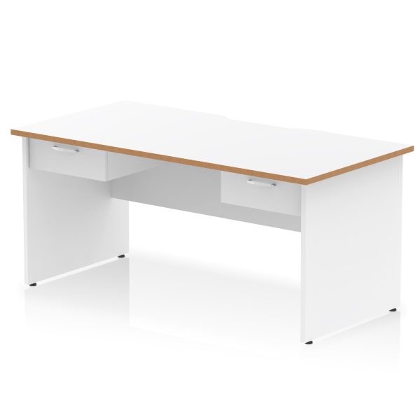 Pulse Scalloped Edge Panel End Straight Desk Frame With Two One Drawer Fixed Pedestals