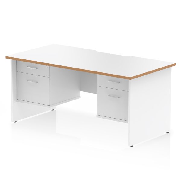 Pulse Scalloped Edge 1600mm Panel End Straight Desk With Two Fixed Pedestal - Image 2