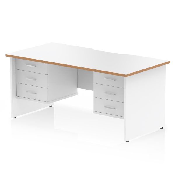 Pulse Scalloped Edge 1600mm Panel End Straight Desk With Two Fixed Pedestal - Image 3