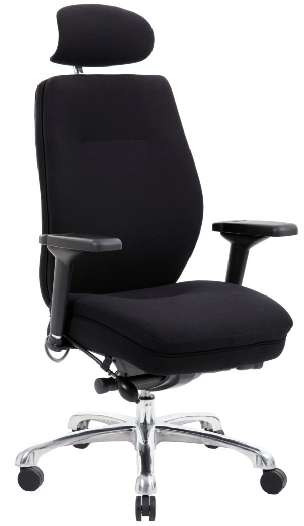 Domino High Back Black Ergonomic Posture Chair with Arms and Headrest - Image 2