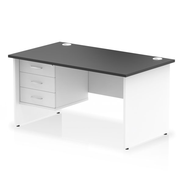 Pulse 1400mm Panel End Straight Desk With Single Fixed Pedestal - Image 35