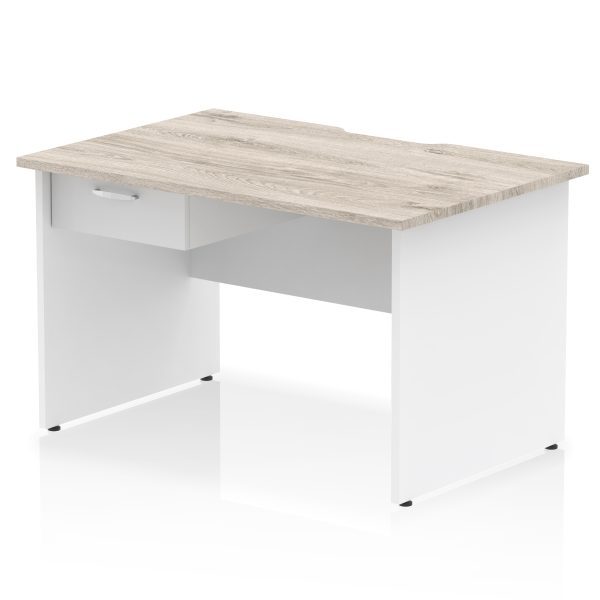 Pulse Scalloped Edge Panel End Straight Desk Frame With Single One Drawer Fixed Pedestal - Image 23