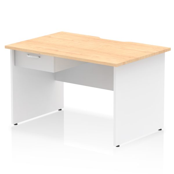 Pulse Scalloped Edge Panel End Straight Desk Frame With Single One Drawer Fixed Pedestal - Image 24