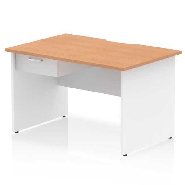 Pulse Scalloped Edge Panel End Straight Desk Frame With Single One Drawer Fixed Pedestal - Image 25