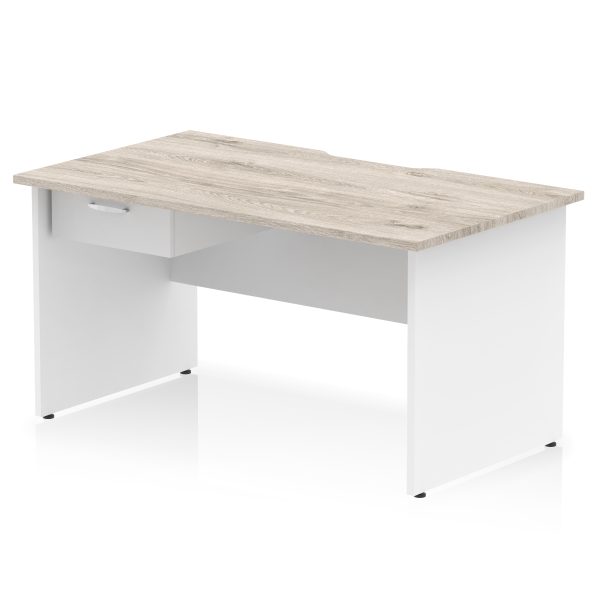 Pulse Scalloped Edge Panel End Straight Desk Frame With Single One Drawer Fixed Pedestal - Image 28