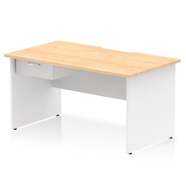 Pulse Scalloped Edge Panel End Straight Desk Frame With Single One Drawer Fixed Pedestal - Image 29
