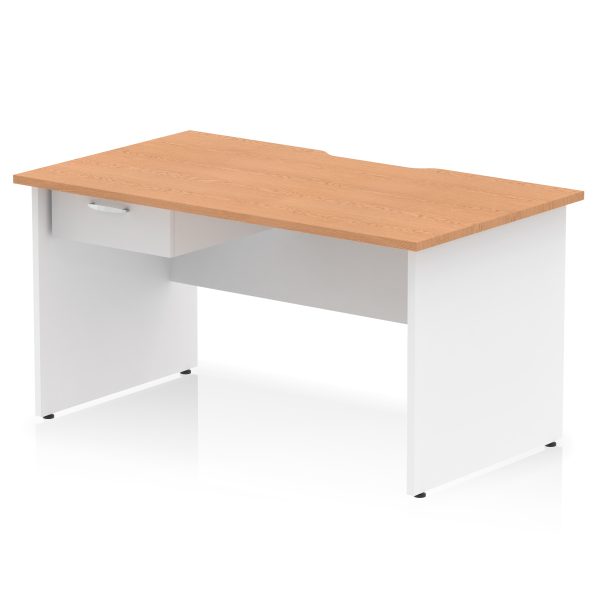 Pulse Scalloped Edge Panel End Straight Desk Frame With Single One Drawer Fixed Pedestal - Image 30