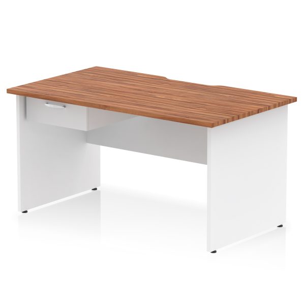Pulse Scalloped Edge Panel End Straight Desk Frame With Single One Drawer Fixed Pedestal - Image 31