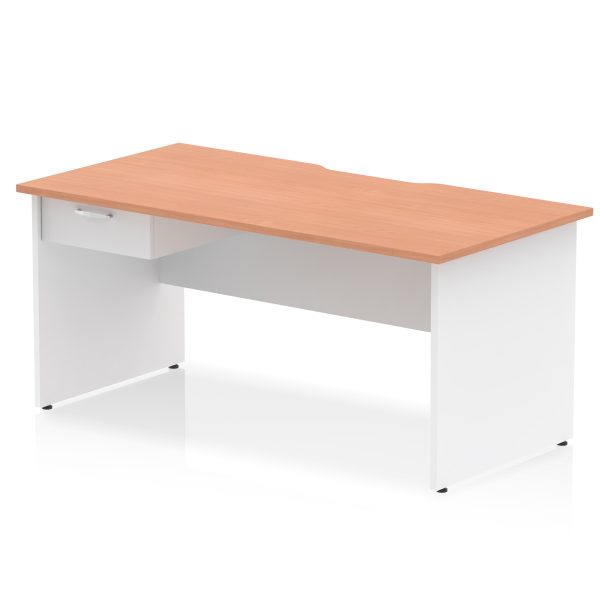 Pulse Scalloped Edge Panel End Straight Desk Frame With Single One Drawer Fixed Pedestal - Image 32