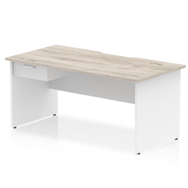 Pulse Scalloped Edge Panel End Straight Desk Frame With Single One Drawer Fixed Pedestal - Image 33