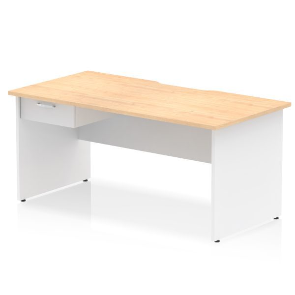 Pulse Scalloped Edge Panel End Straight Desk Frame With Single One Drawer Fixed Pedestal - Image 34