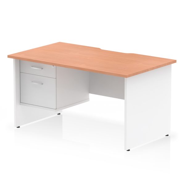 Pulse Scalloped Edge 1400mm Panel End Straight Desk With Single Fixed Pedestal - Image 9