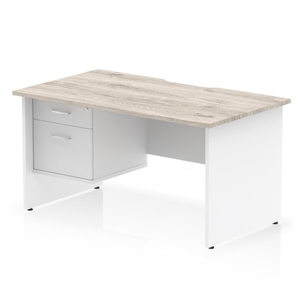 Pulse Scalloped Edge 1400mm Panel End Straight Desk With Single Fixed Pedestal - Image 10