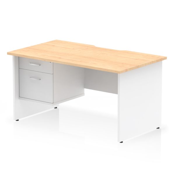 Pulse Scalloped Edge 1400mm Panel End Straight Desk With Single Fixed Pedestal - Image 11