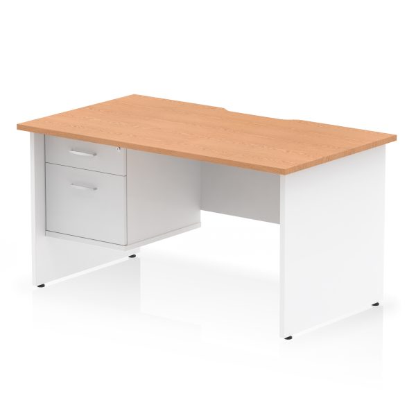 Pulse Scalloped Edge 1400mm Panel End Straight Desk With Single Fixed Pedestal - Image 12