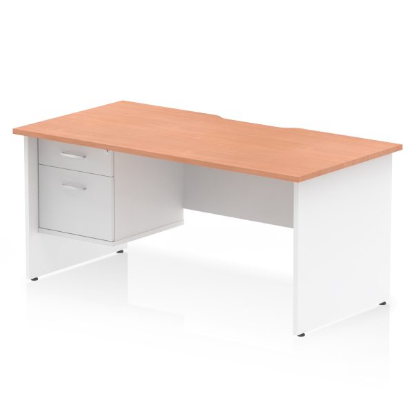 Pulse Scalloped Edge 1600mm Panel End Straight Desk With Single Fixed Pedestal - Image 9
