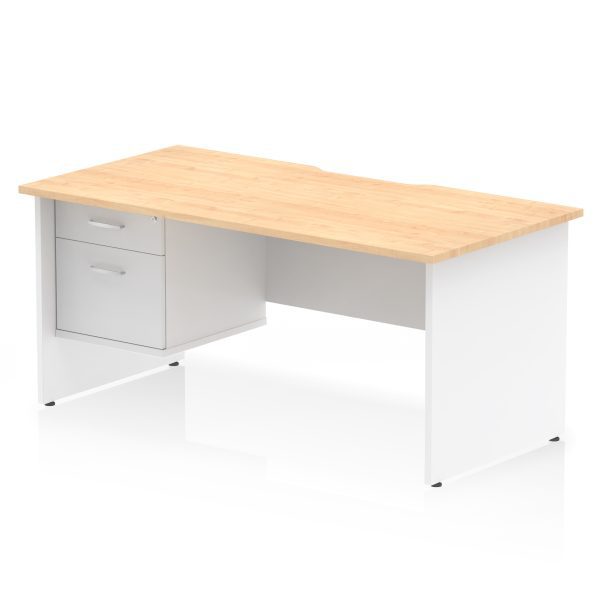 Pulse Scalloped Edge 1600mm Panel End Straight Desk With Single Fixed Pedestal - Image 11