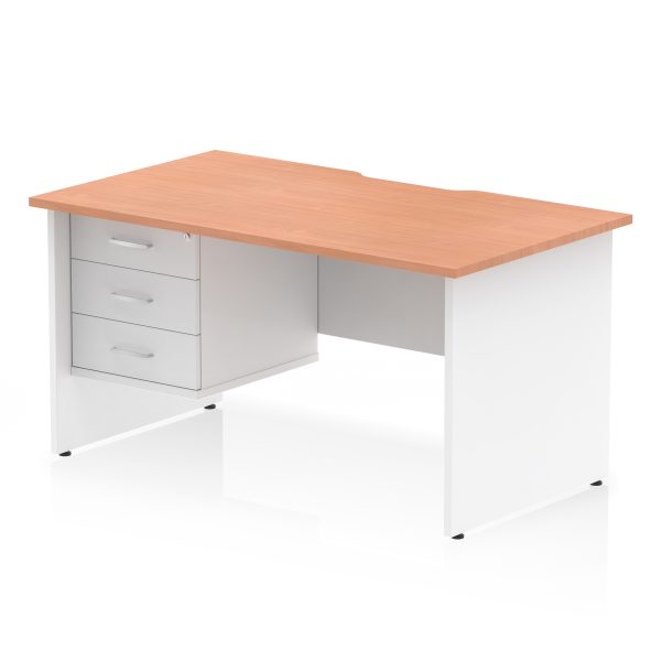 Pulse Scalloped Edge 1400mm Panel End Straight Desk With Single Fixed Pedestal - Image 20