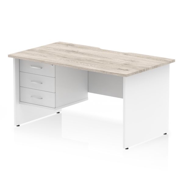 Pulse Scalloped Edge 1400mm Panel End Straight Desk With Single Fixed Pedestal - Image 21