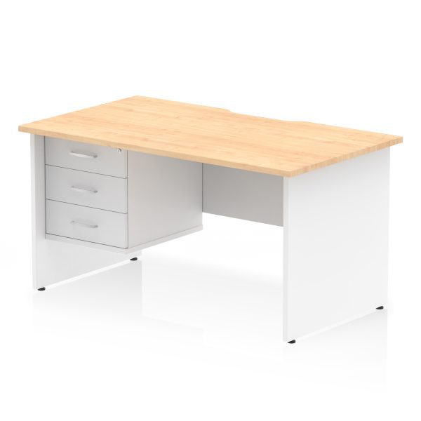 Pulse Scalloped Edge 1400mm Panel End Straight Desk With Single Fixed Pedestal - Image 22