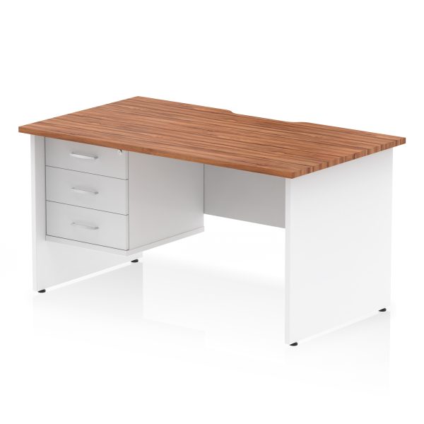 Pulse Scalloped Edge 1400mm Panel End Straight Desk With Single Fixed Pedestal - Image 24