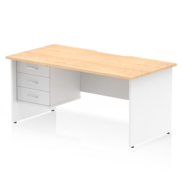 Pulse Scalloped Edge 1600mm Panel End Straight Desk With Single Fixed Pedestal - Image 22