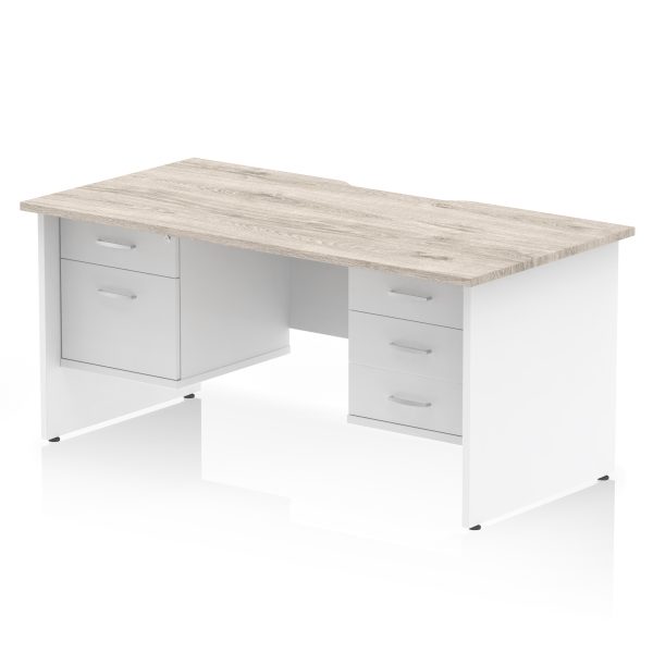Pulse Scalloped Edge 1600mm Panel End Straight Desk With Two Fixed Pedestal - Image 11