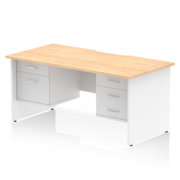 Pulse Scalloped Edge 1600mm Panel End Straight Desk With Two Fixed Pedestal - Image 12