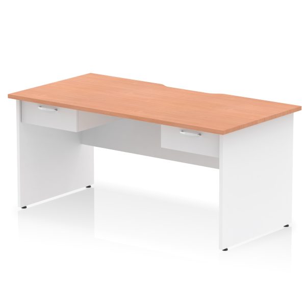 Pulse Scalloped Edge Panel End Straight Desk Frame With Two One Drawer Fixed Pedestals - Image 8