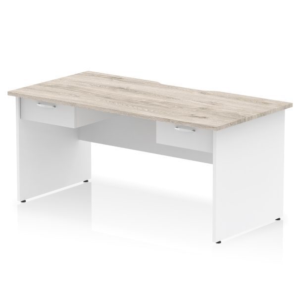 Pulse Scalloped Edge Panel End Straight Desk Frame With Two One Drawer Fixed Pedestals - Image 9