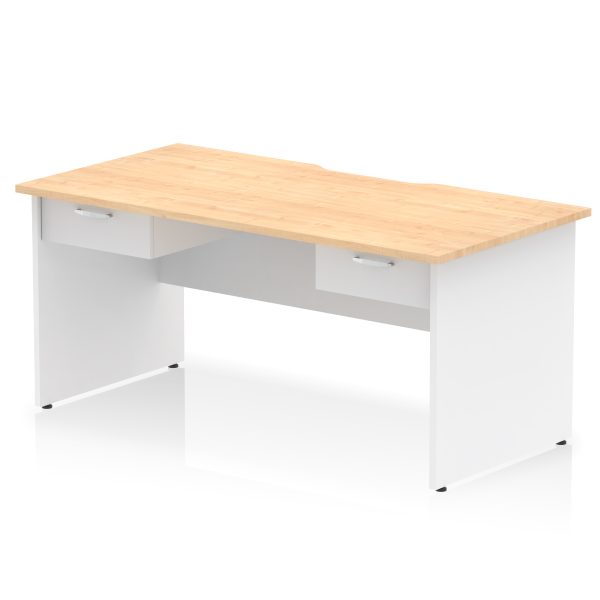 Pulse Scalloped Edge Panel End Straight Desk Frame With Two One Drawer Fixed Pedestals - Image 10