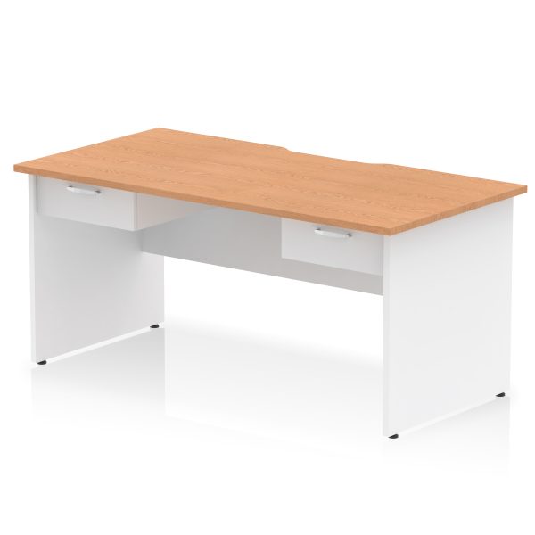 Pulse Scalloped Edge Panel End Straight Desk Frame With Two One Drawer Fixed Pedestals - Image 11