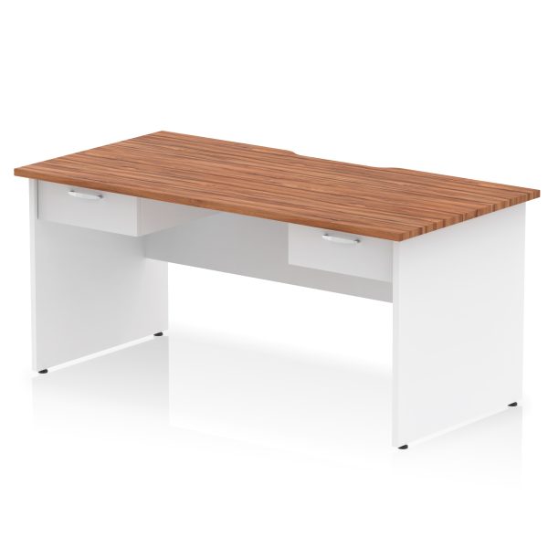 Pulse Scalloped Edge Panel End Straight Desk Frame With Two One Drawer Fixed Pedestals - Image 12