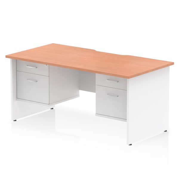 Pulse Scalloped Edge 1600mm Panel End Straight Desk With Two Fixed Pedestal - Image 21