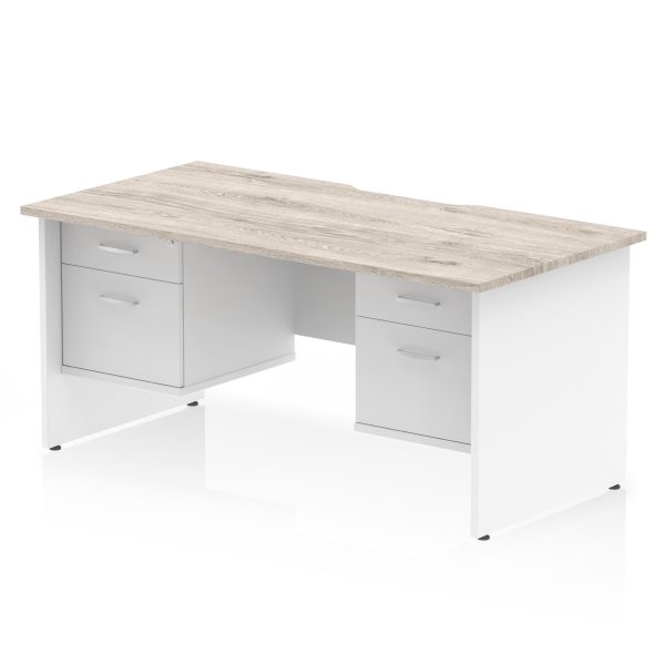 Pulse Scalloped Edge 1600mm Panel End Straight Desk With Two Fixed Pedestal - Image 22