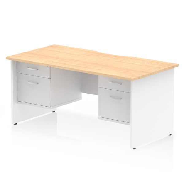 Pulse Scalloped Edge 1600mm Panel End Straight Desk With Two Fixed Pedestal - Image 23