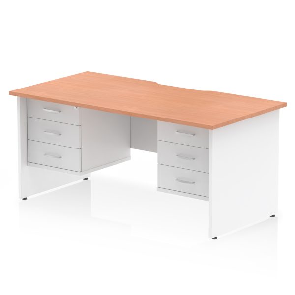Pulse Scalloped Edge 1600mm Panel End Straight Desk With Two Fixed Pedestal - Image 32