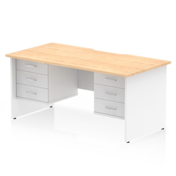 Pulse Scalloped Edge 1600mm Panel End Straight Desk With Two Fixed Pedestal - Image 34