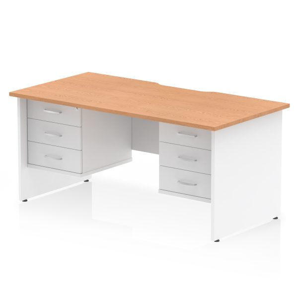 Pulse Scalloped Edge 1600mm Panel End Straight Desk With Two Fixed Pedestal - Image 35