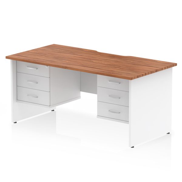 Pulse Scalloped Edge 1600mm Panel End Straight Desk With Two Fixed Pedestal - Image 36